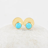 Arizona Turquoise Stud Earrings - Sterling Silver - Gemstone Studs - 8x8mm Round - Matching Jewelry - Gift For Ladies - Jewelry For Graduate